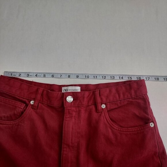 Zara High  Waisted Wide Leg Pink Jeans Size 12 - Picture 7 of 9